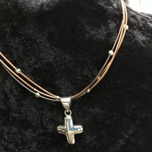 Silpada Triple Strand SS & Leather Necklace N1833